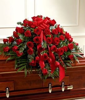 Red Rose Half Casket Cover