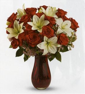 Beauty Red Rose & Lily Passion Bouquet