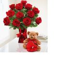 Red rose with bear 