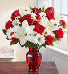 Red & White Delight lily and rose Red & White Delight lily and rose