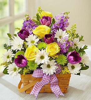 Springtime Wishes Basket Flowers