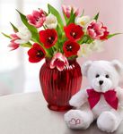 Sweetest Love Tulips, 1 w/td Bear 