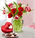 Sweetest Love Tulips, 15 Stems w Chocolate Sweetest Love Tulips, 15 Stems w Chocolate