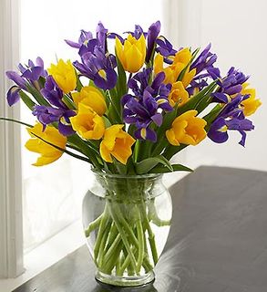 Tulip and Purple Iris Bouquet