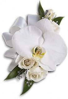White Orchid and Rose Corsage