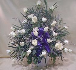 White Rose Funeral Basket