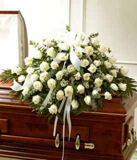 White Roses Half Casket Cover