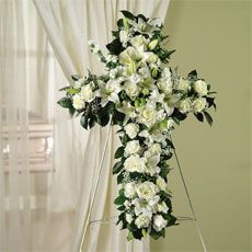 White Roses, Lilies & Carnations Standing Cross
