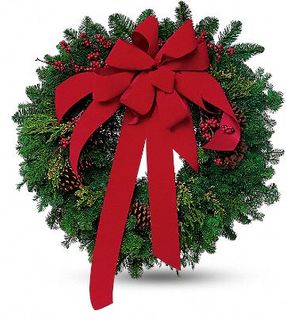 Wreath with Red Velvet Bow