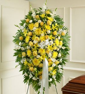 Yellow and White Sympathy Standing Spray 