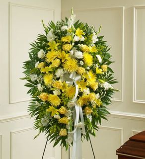 Yellow and White Sympathy Standing Spray 