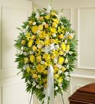 Yellow and White Sympathy Standing Spray 
