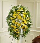 Yellow and White Sympathy Standing Spray 