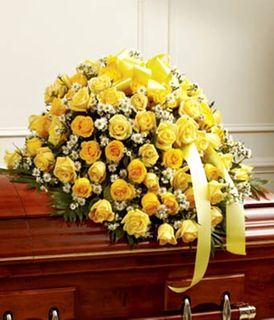 Yellow & White Rose Half Casket Cover