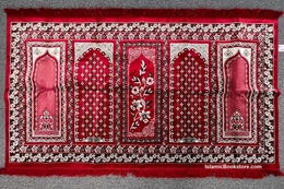 5 Person Large Style Red Turkish Prayer Rug 80" x 43" Long : Fits Up to # of Persons Indicated