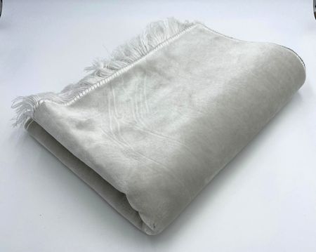 White Wide Double Weight  Plusher Prayer Rug (Twice the Weight of a Normal Prayer Rug) 2.5 pounds - Better for Hard Surfaces 31" x 47"