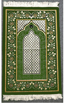 Green Soft Islamic Prayer Rug  (assorted design and color pattern - photo may not match)