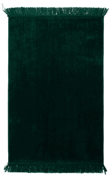 Green Wide Double Plush Prayer Rug (Twice the Weight of a Normal Prayer Rug) 2.5 pounds - Good for Hard Surfaces 31" x 47" (Different Solid Colors Available)