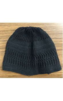 Jumbo Stretchable Black Double-Knit Kufi Cap
