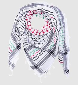 Nabulsi Palestinian Flag Kufiya Scarf (Made in Palestine) (aka Keffiyeh, Shemagh)
