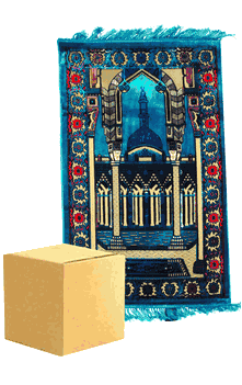 Prayer Rug Box of 30 (assorted designs and color pattern - photo shown is example only) (Prayer Rugs) CASE of 30 RUGS (BULK) - Exact Design and Color May be Different