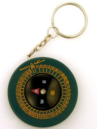 Qibla Compass (Showing Direction of the Kaba) aka Qiblah, Kiblah Key-Ring Compass