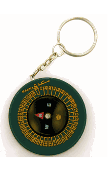 Qibla Compass (Showing Direction of the Kaba) aka Qiblah, Kiblah Key-Ring Compass