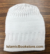 Stretchable White Double-Knit Kufi Cap