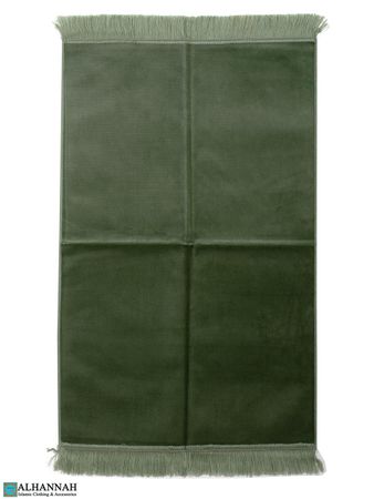 Green Wide Double Plush Prayer Rug (Twice the Weight of a Normal Prayer Rug) 2.5 pounds - Good for Hard Surfaces 31" x 47" (Different Solid Colors Available)