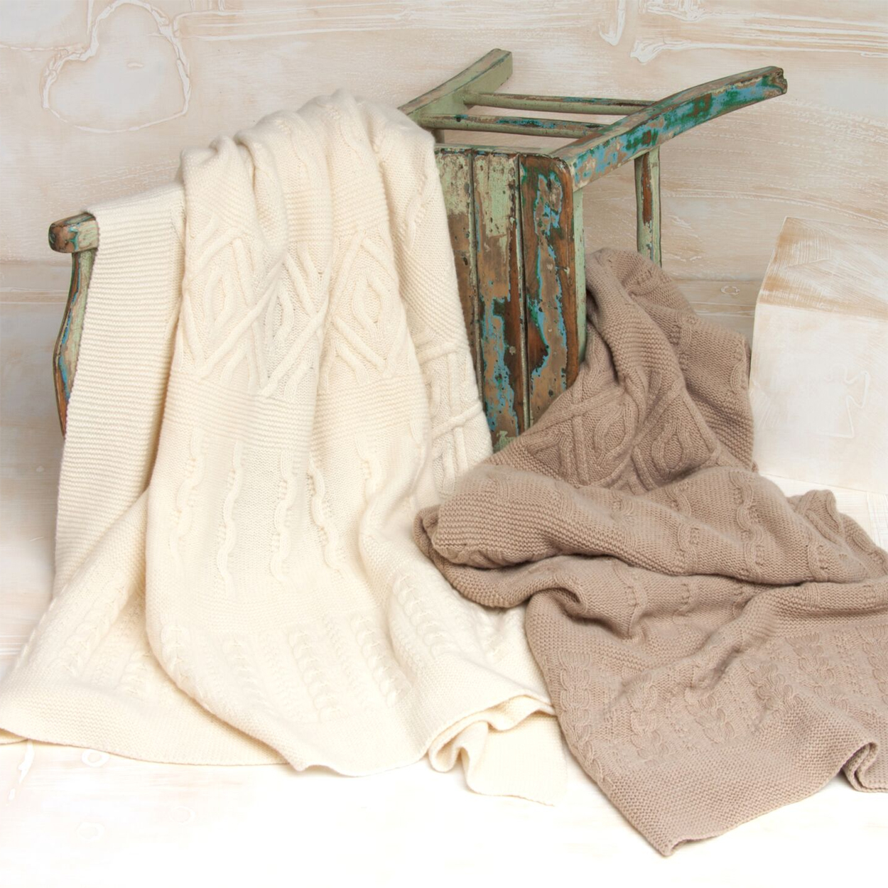Irish Knitted 100 Cashmere Blanket Aiko Luxury Linens