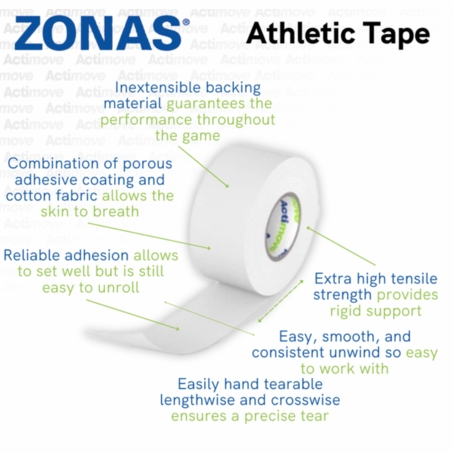 1.5 Inch Zonas Athletic Tape - 32 roll case (Johnson and Johnson now called Actimove)