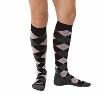 Clearance Zensah Argyle Compression Socks - Black-Grey-Light Pink (Size Medium)