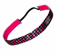 Zensah Headband - Argyle, Black/Grey/Neon Pink