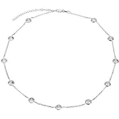 Sterling Silver CZ "By the Yard" Station Necklace