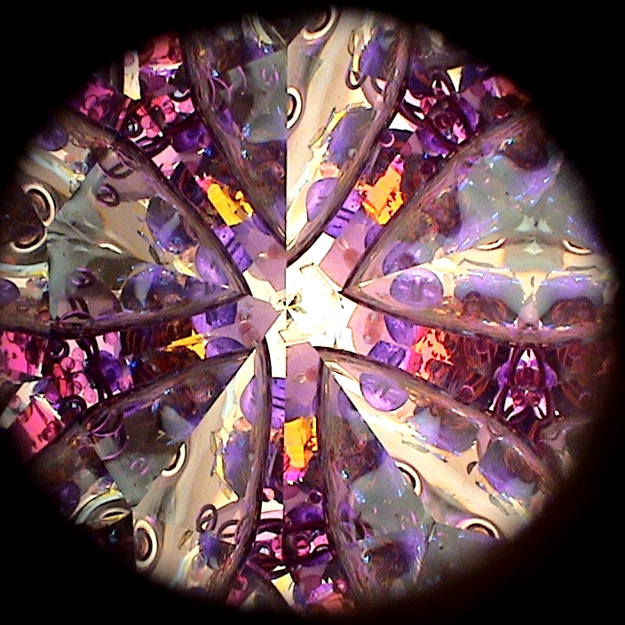 Stained Glass Kaleidoscope, "GS Amethyst 20181" By Artisan Sue Rioux.