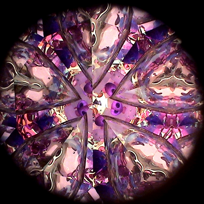 Stained Glass Kaleidoscope, "GS Amethyst 20181" By Artisan Sue Rioux.