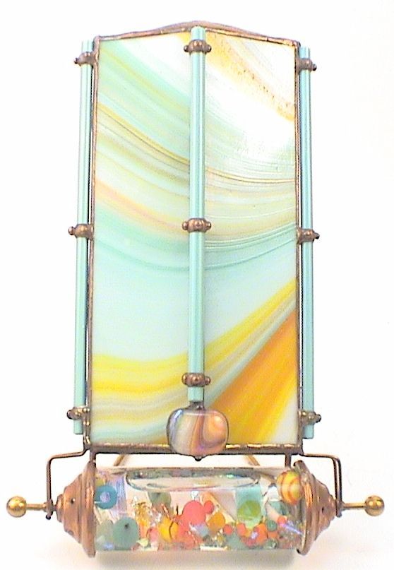 Handcrafted Stained Glass Kaleidoscope, "Tropical Journey 67 " By