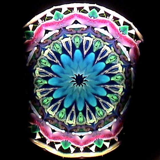 Stained Glass Kaleidoscopes "Spellbound in Mediterranean Blue" 12 point