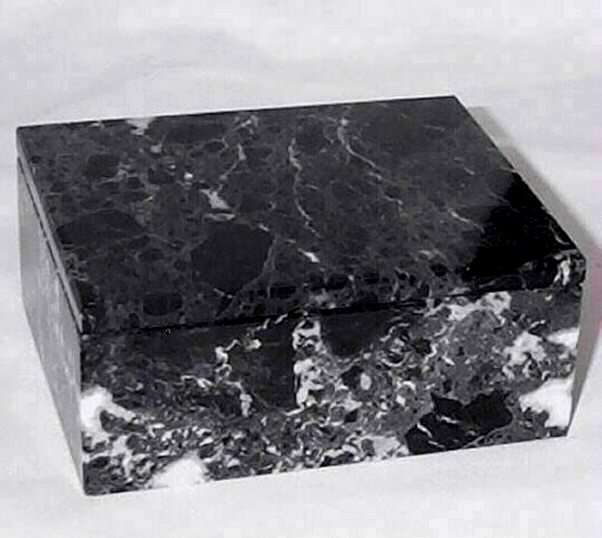Decorative Black Marble Box with Lid 5 Inch