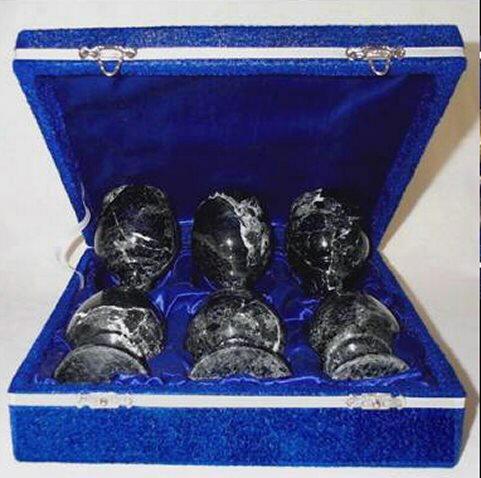 Black Marble Wine Goblets, Black Stone Glasses, Set of 6 - Large, 5
