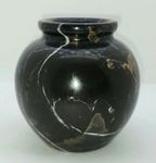 Decorative Black & Gold Marble Vase - 4 Inch Round