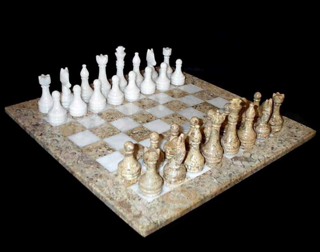 Grey/Beige Stone Chess Board