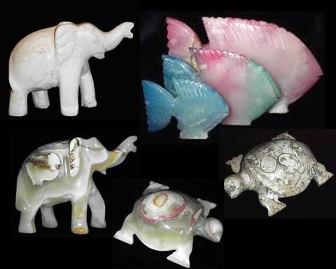 Himalayan Onyx Marble Fossil Animals 3'' Shark Penguin Owl Swan Seal