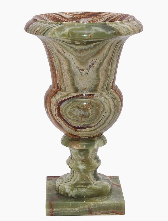 Large Green Onyx Vase or Planter Urn 12 x 20 Inch Tall