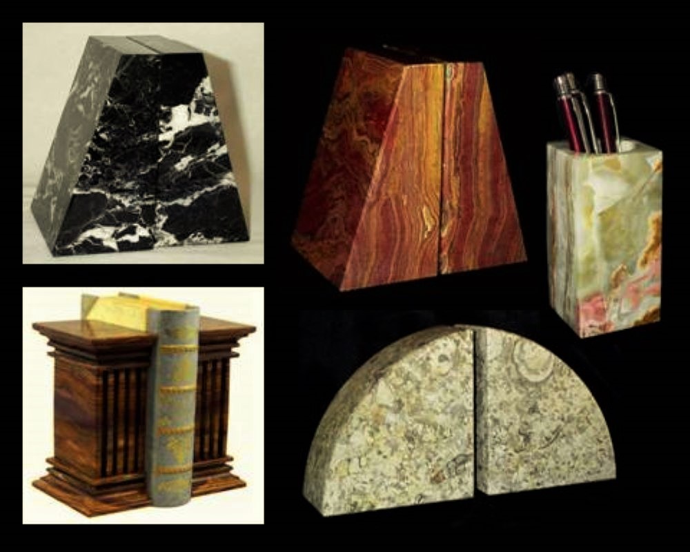 Marble Bookends, Stone, Onyx Bookends, Decorative Office Book Ends