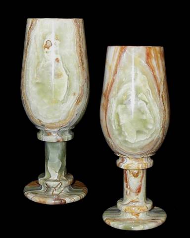 Onyx Stone Goblets, Marble Drinking Glasses, Set of 2 - Large, 8 Inch, 8 oz