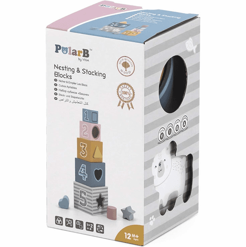 wooden sorting game viga, stacking rings polarb Images... The Original Toy Company PolarB Viga Wood Toy - Nesting & Stacking Blocks