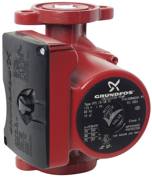Grundfos UP1542F Circulator Pump, 1/25 HP, 115 Volt, 55 OFF