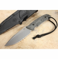  Attleboro Knife Tactical Fixed Blade - Black Sheath - Stone Wash - Serrated
