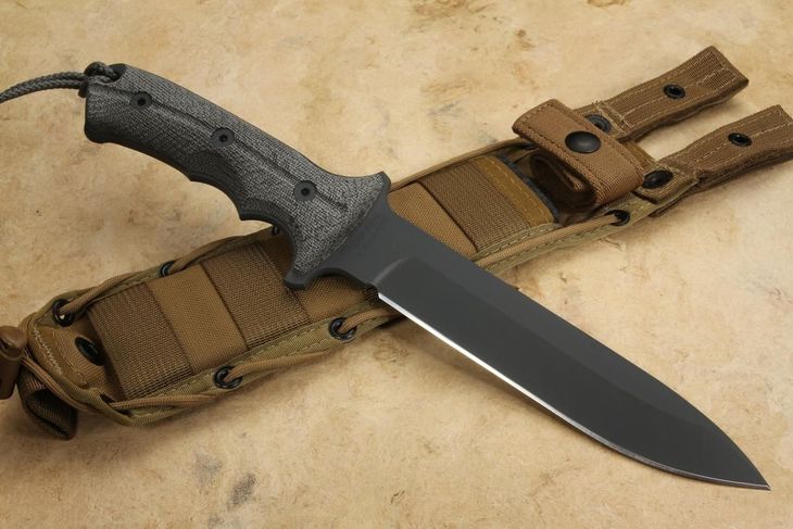 Chris Reeve Green Beret 7" Black Non Serrated - Coyote Sheath